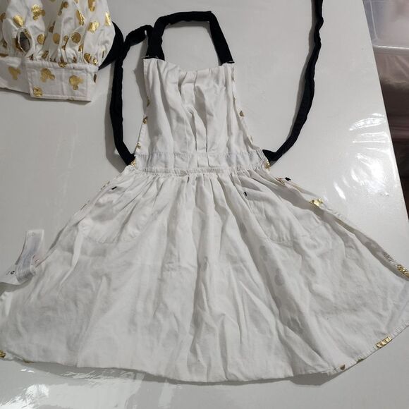 Disney Girls Chef Cooking Baking Apron & Minnie Mouse Ears Hat Set Gold Metallic - Picture 7 of 16